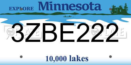 3ZBE222 Minnesota License Plate