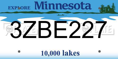3ZBE227 Minnesota License Plate