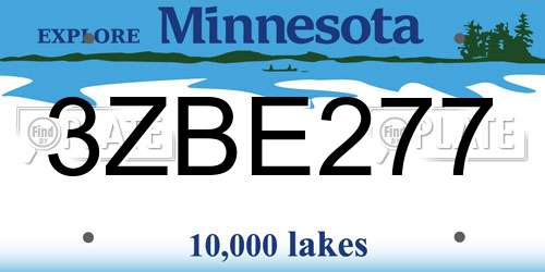 3ZBE277 Minnesota License Plate