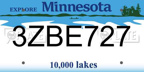 3ZBE727 Minnesota License Plate