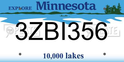 3ZBI356 Minnesota License Plate
