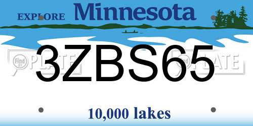 3ZBS65 Minnesota License Plate