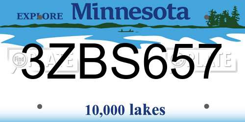 3ZBS657 Minnesota License Plate