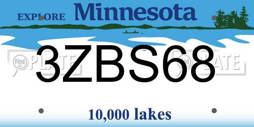 3ZBS68 Minnesota License Plate