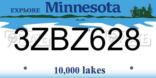 3ZBZ628 Minnesota License Plate
