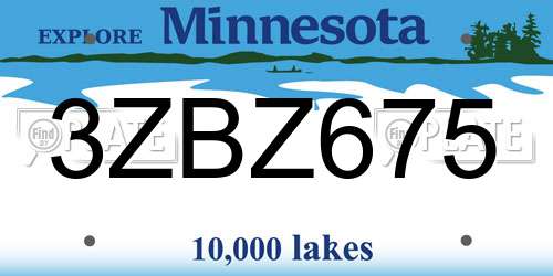 3ZBZ675 Minnesota License Plate