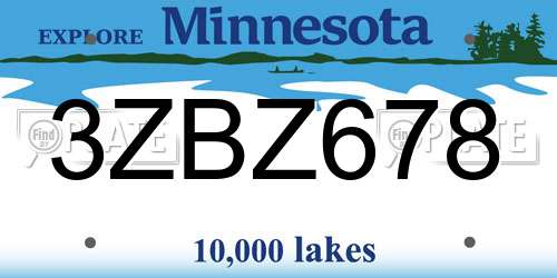 3ZBZ678 Minnesota License Plate