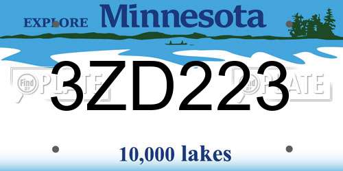 3ZD223 Minnesota License Plate
