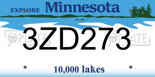 3ZD273 Minnesota License Plate