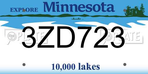 3ZD723 Minnesota License Plate