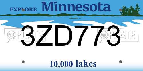 3ZD773 Minnesota License Plate