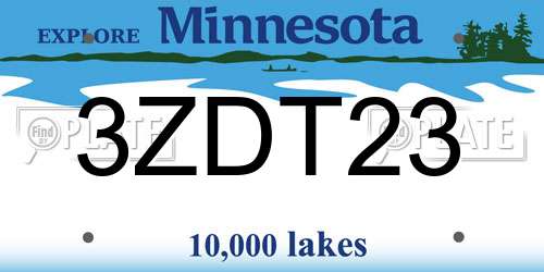 3ZDT23 Minnesota License Plate