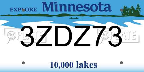 3ZDZ73 Minnesota License Plate