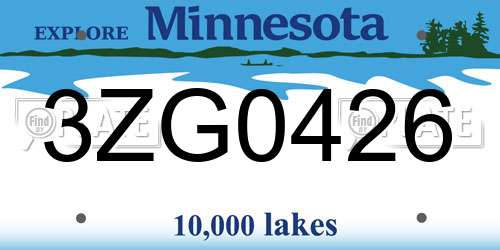 3ZG0426 Minnesota License Plate