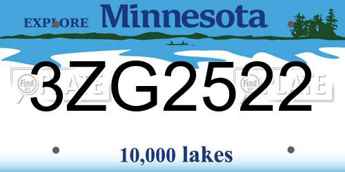 3ZG2522 Minnesota License Plate