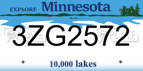 3ZG2572 Minnesota License Plate
