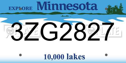 3ZG2827 Minnesota License Plate
