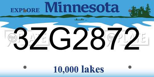 3ZG2872 Minnesota License Plate