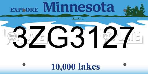 3ZG3127 Minnesota License Plate