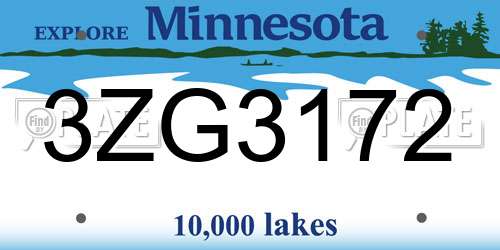 3ZG3172 Minnesota License Plate