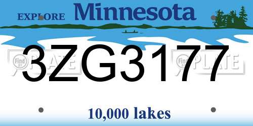 3ZG3177 Minnesota License Plate