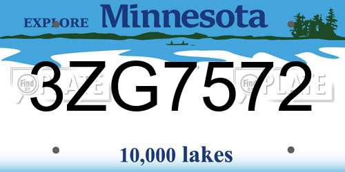 3ZG7572 Minnesota License Plate