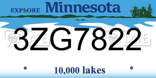 3ZG7822 Minnesota License Plate