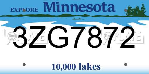 3ZG7872 Minnesota License Plate