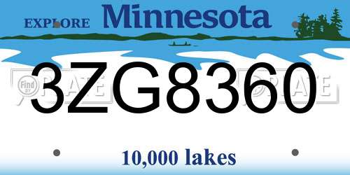 3ZG8360 Minnesota License Plate