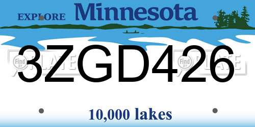 3ZGD426 Minnesota License Plate