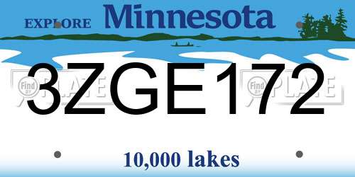 3ZGE172 Minnesota License Plate