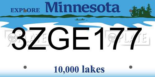 3ZGE177 Minnesota License Plate