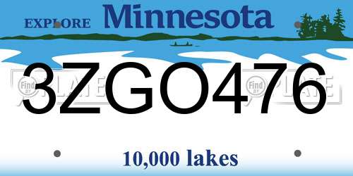 3ZGO476 Minnesota License Plate