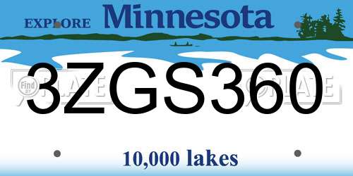 3ZGS360 Minnesota License Plate