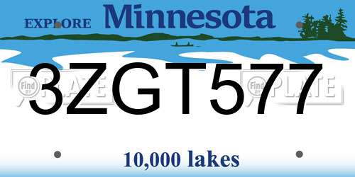 3ZGT577 Minnesota License Plate