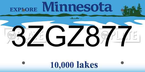 3ZGZ877 Minnesota License Plate