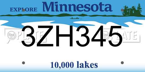 3ZH345 Minnesota License Plate