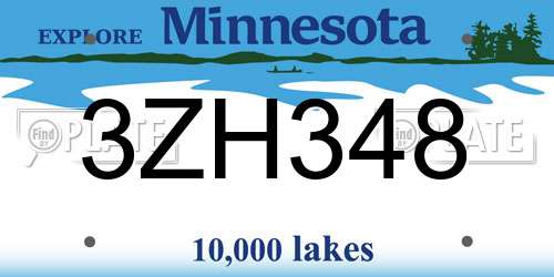3ZH348 Minnesota License Plate