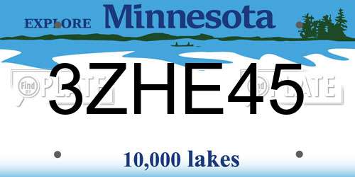 3ZHE45 Minnesota License Plate
