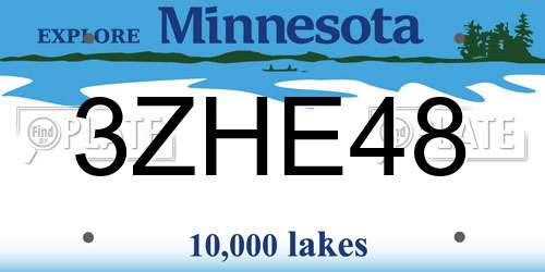 3ZHE48 Minnesota License Plate