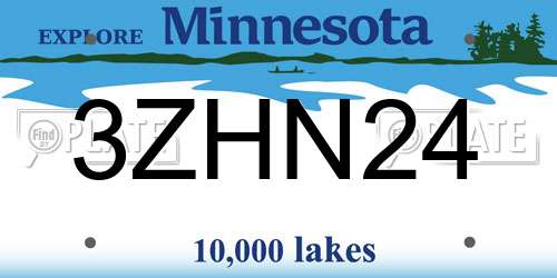 3ZHN24 Minnesota License Plate