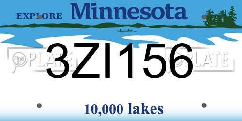 3ZI156 Minnesota License Plate