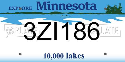 3ZI186 Minnesota License Plate