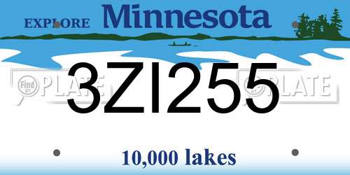 3ZI255 Minnesota License Plate
