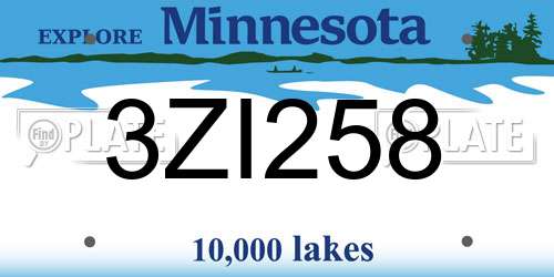 3ZI258 Minnesota License Plate