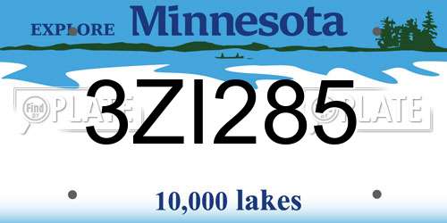 3ZI285 Minnesota License Plate