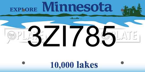 3ZI785 Minnesota License Plate
