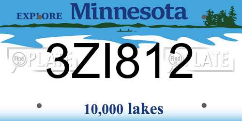 3ZI812 Minnesota License Plate