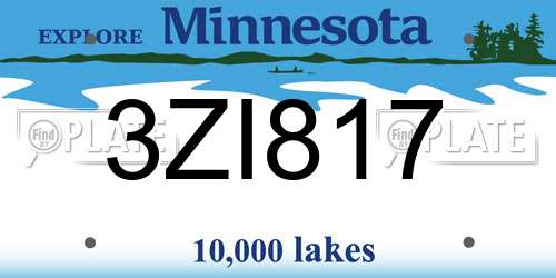 3ZI817 Minnesota License Plate