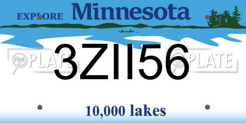 3ZII56 Minnesota License Plate